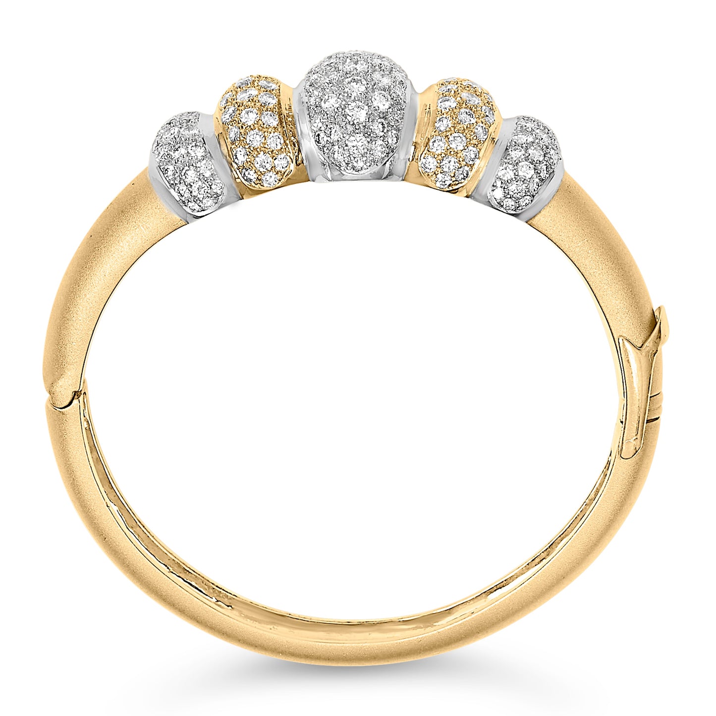 Pulsera de oro de 18 quilates con diseño abovedado y diamantes de 6,00 quilates (color G-H, claridad VS2-SI1)