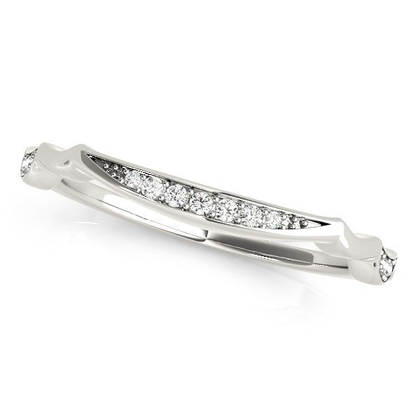 Alianza de boda de oro blanco de 14k con diamantes de estilo gradual único (1/10 ct. peso total)