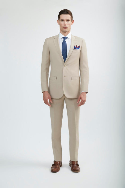 100% Merino Wool Beige Suit - My Men's Shop