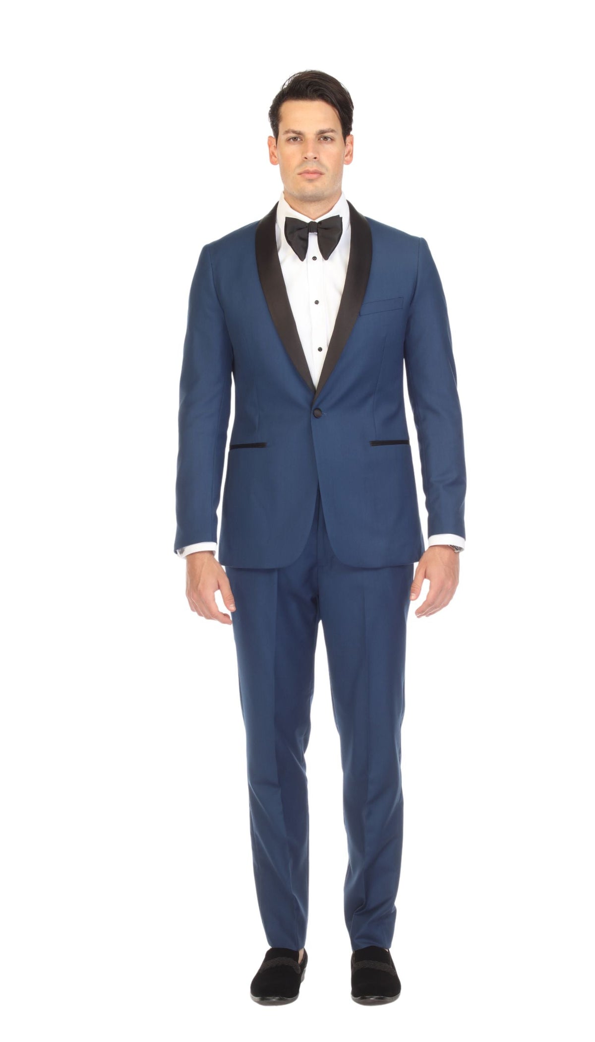 Men's Indigo Shawl Lapel Tuxedo – Slim Fit 2 Piece Suit | Ferrecci Reno