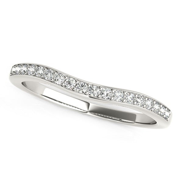 Anillo de boda curvo de oro blanco de 14k con diamantes (1/4 quilate en total)