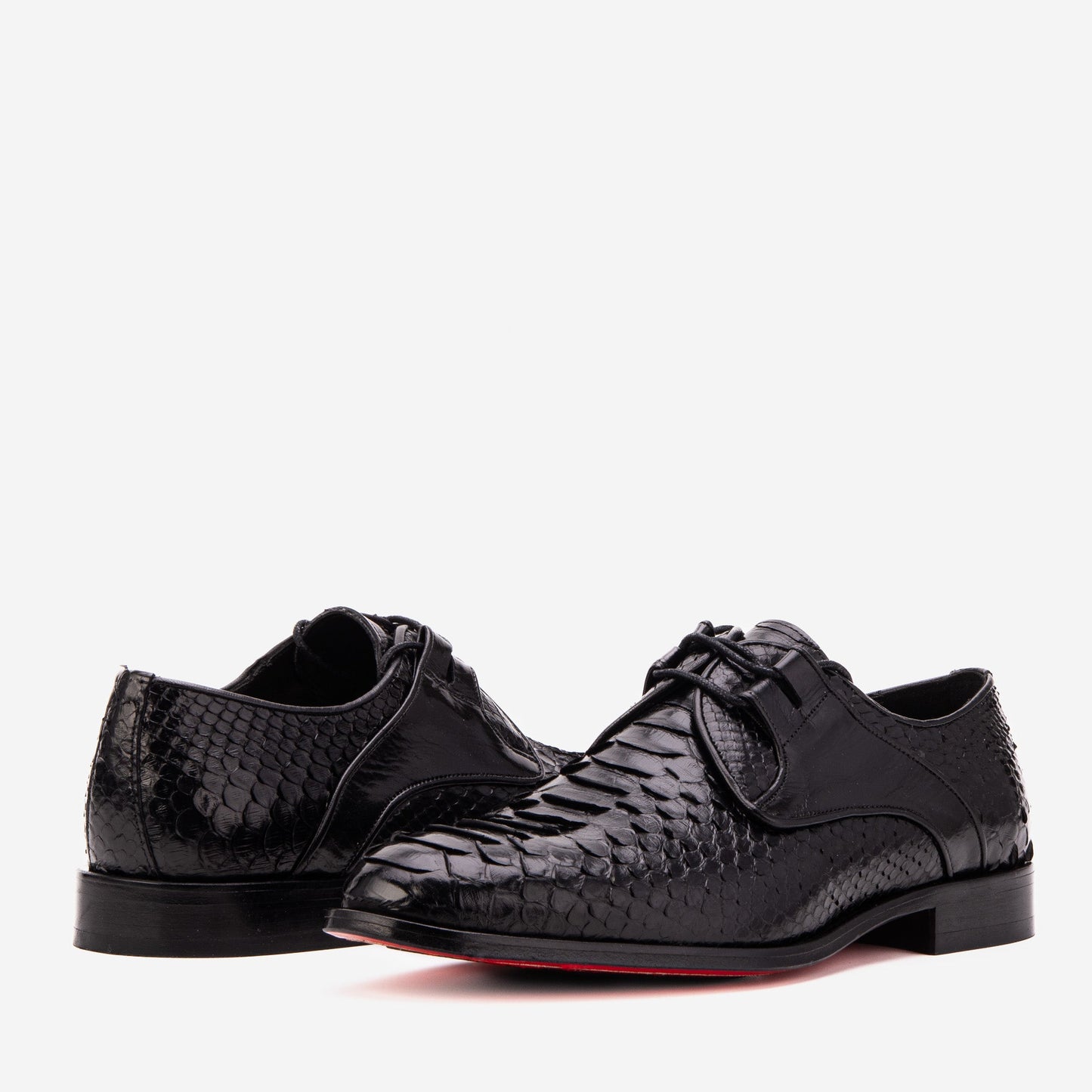 The Valmont Black Python Leather Derby Men Shoe