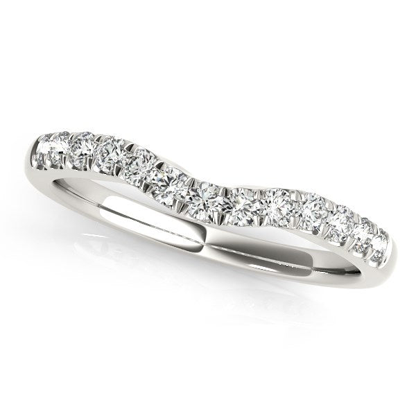 Anillo de boda curvo con diamantes de oro blanco de 14 quilates (1/4 quilates en total)