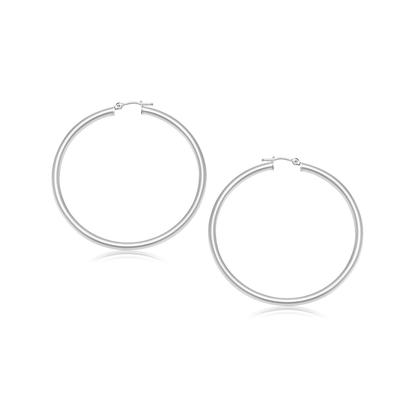 Pendientes de aro pulidos de oro blanco de 14k (25 mm)