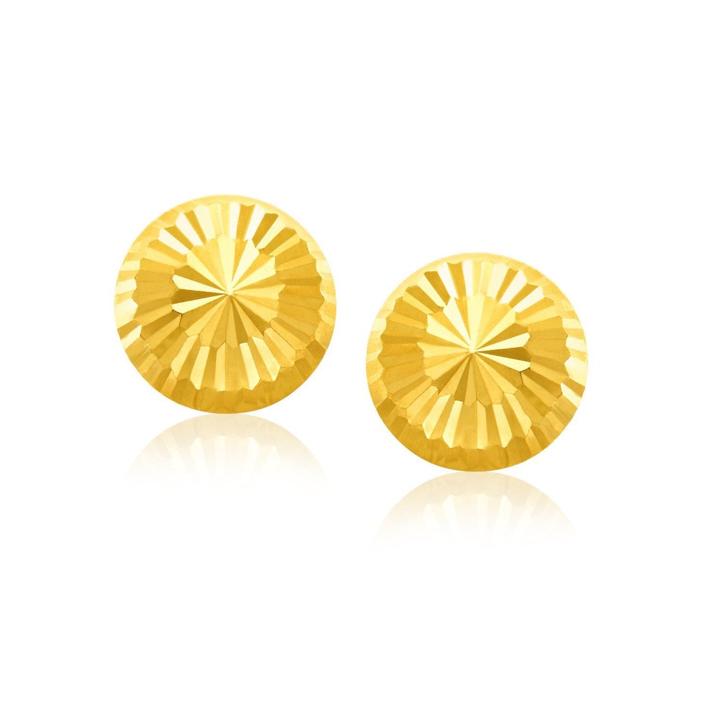 Pendientes de oro amarillo de 14k con diseño plano de corte de diamante