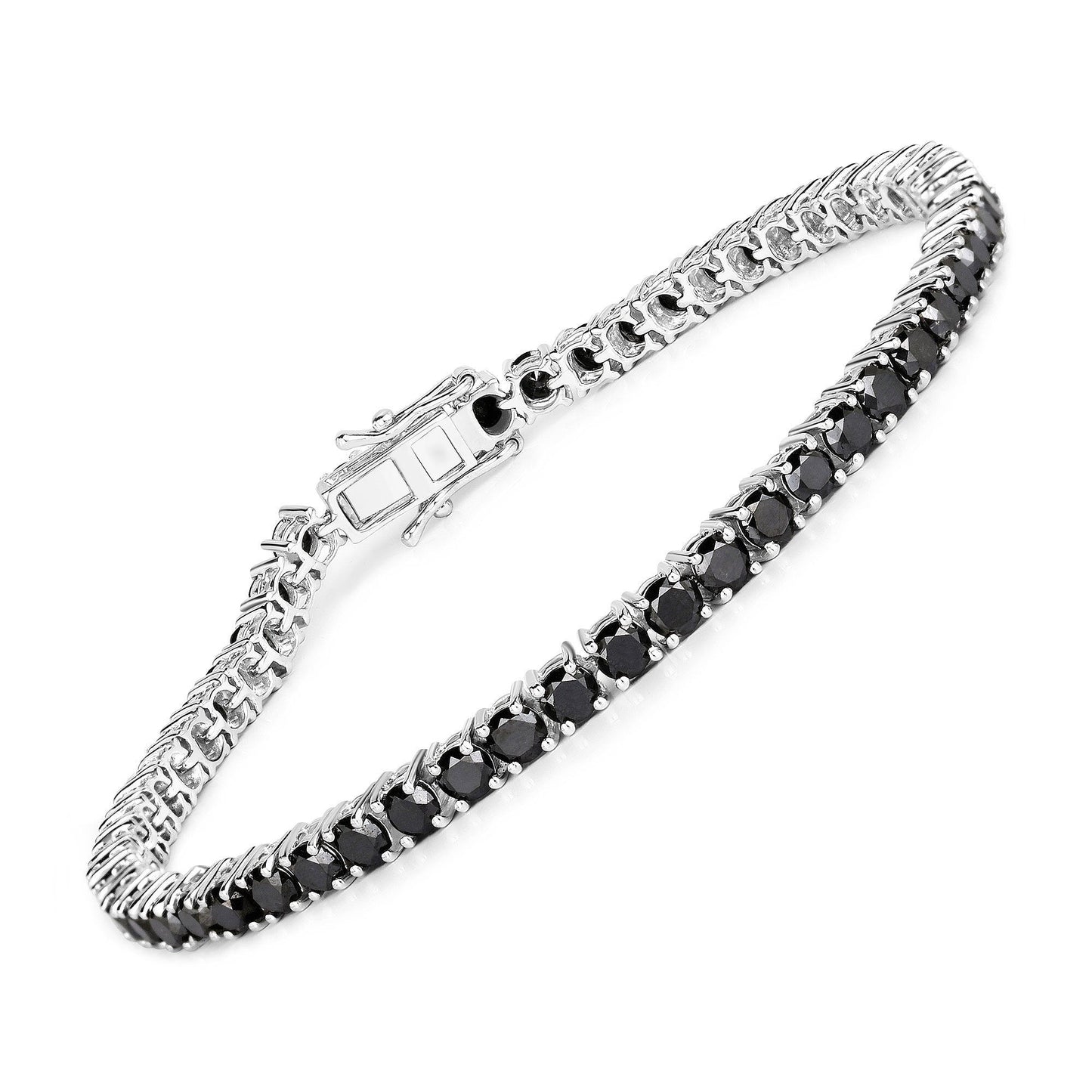 Pulsera de plata de ley .925 con diamante negro genuino de 5,40 quilates