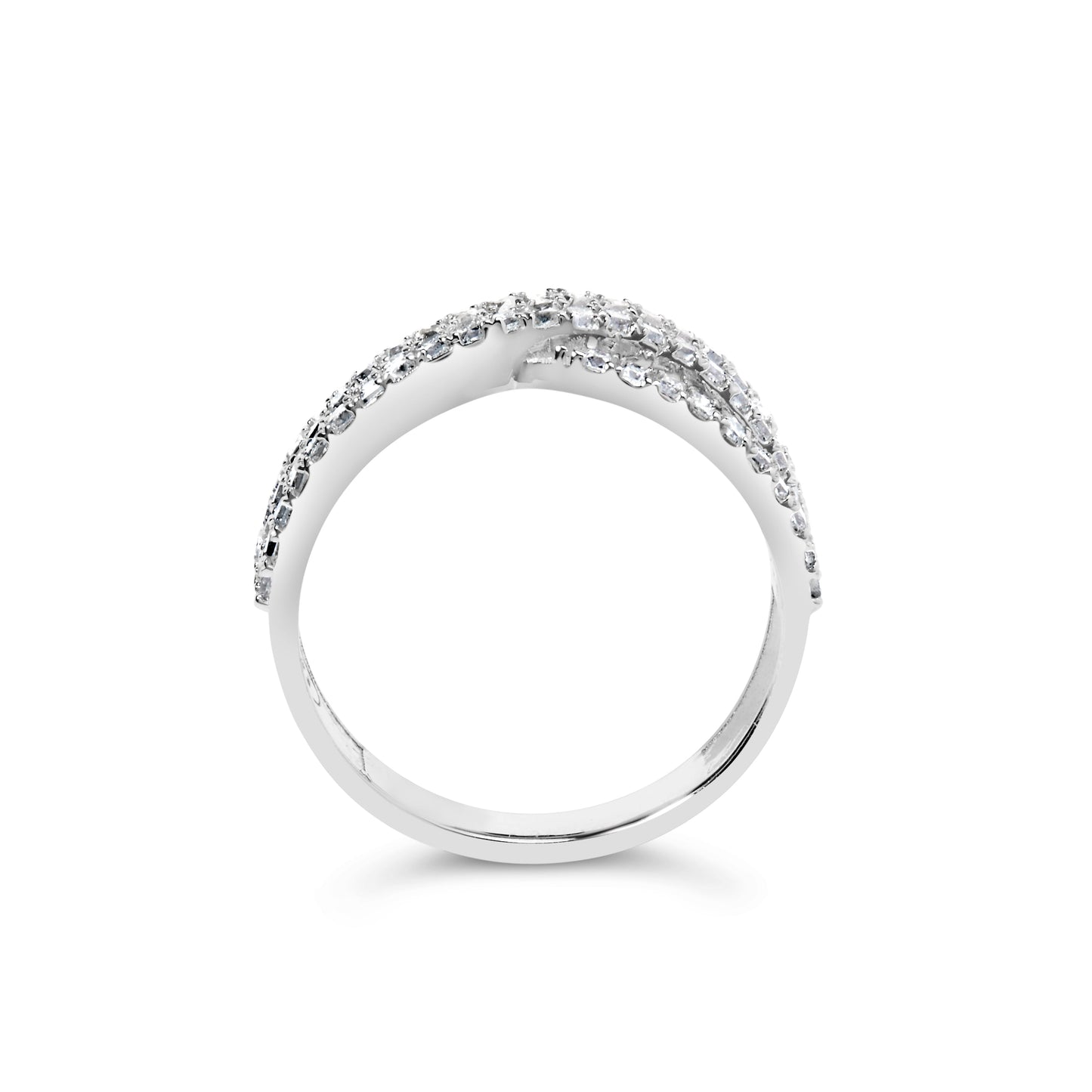 Anillo de oro blanco de 10K con diamante natural de 3/4 qt en talla princesa, montura de vástago dividido y banda entretejida (color H-I, claridad SI1-SI2) - Talla de anillo 7