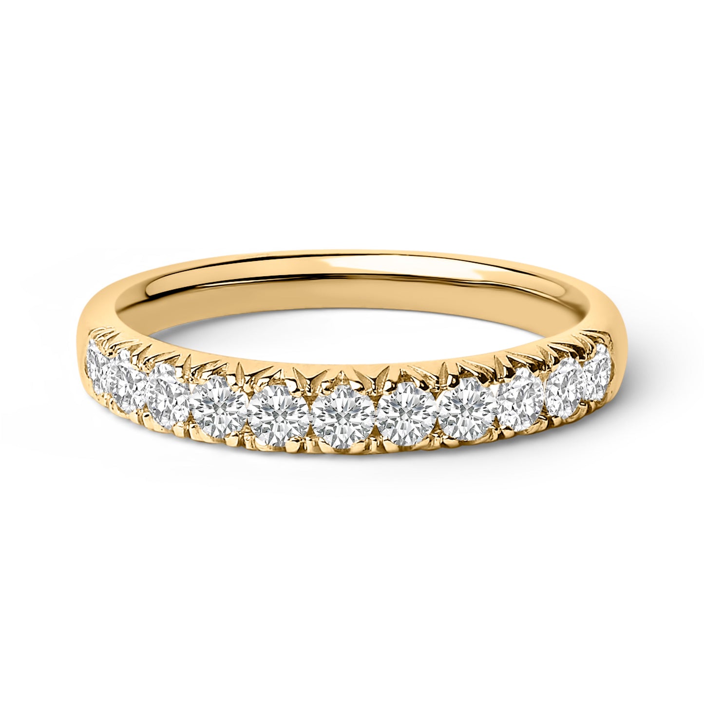 Anillo clásico de 11 piedras con diamantes redondos de 1/2 quilate engarzados en oro blanco de 14 quilates