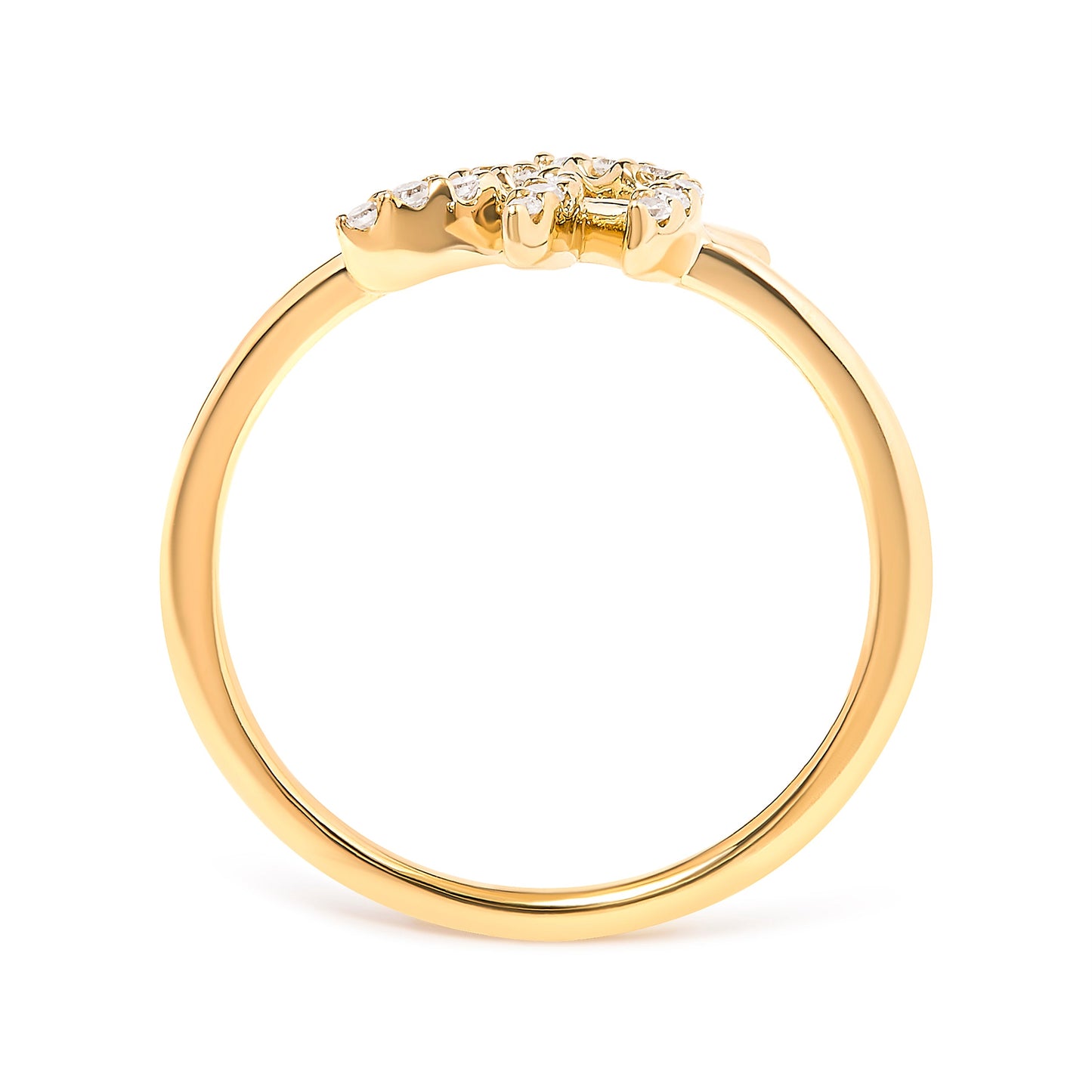 Anillo de Oro Amarillo de 10K con Hoja y Rama de Diamantes de 0,10 ct. (Color H-I, Claridad I1-I2) - Talla de Anillo 7