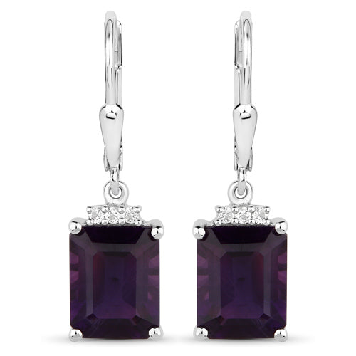 Pendientes de plata de ley .925 con amatista genuina de 6.63 quilates