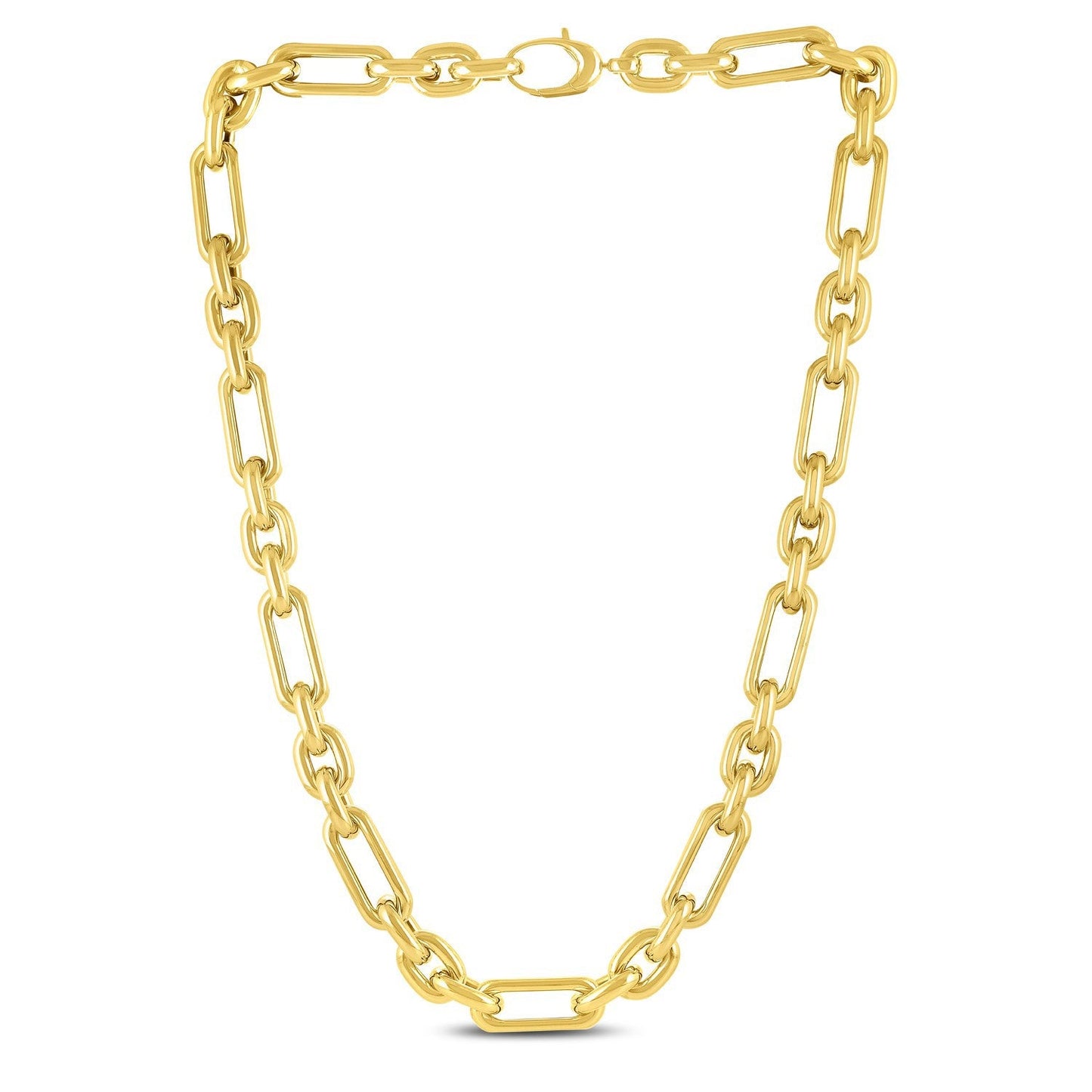 Cadena de Oro Amarillo 14k Italiana con Eslabones Alternos Ovalados Tipo Paperclip