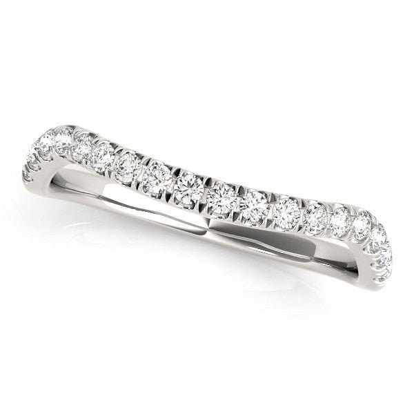 Anillo de boda con diamante de diseño curvo en oro blanco de 14k (1/4 quilates en total)