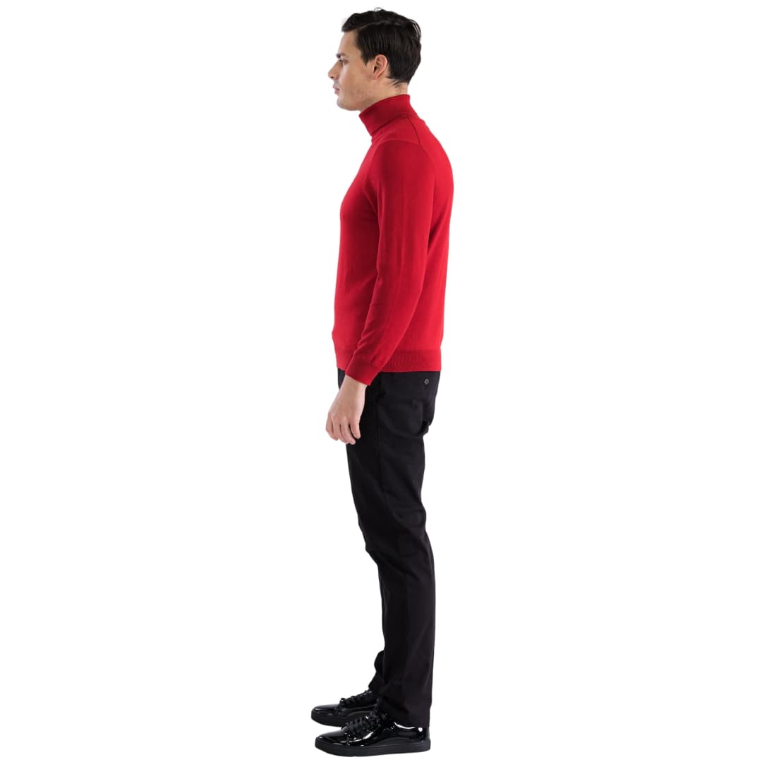 Mens Red Pullover Turtleneck Sweater