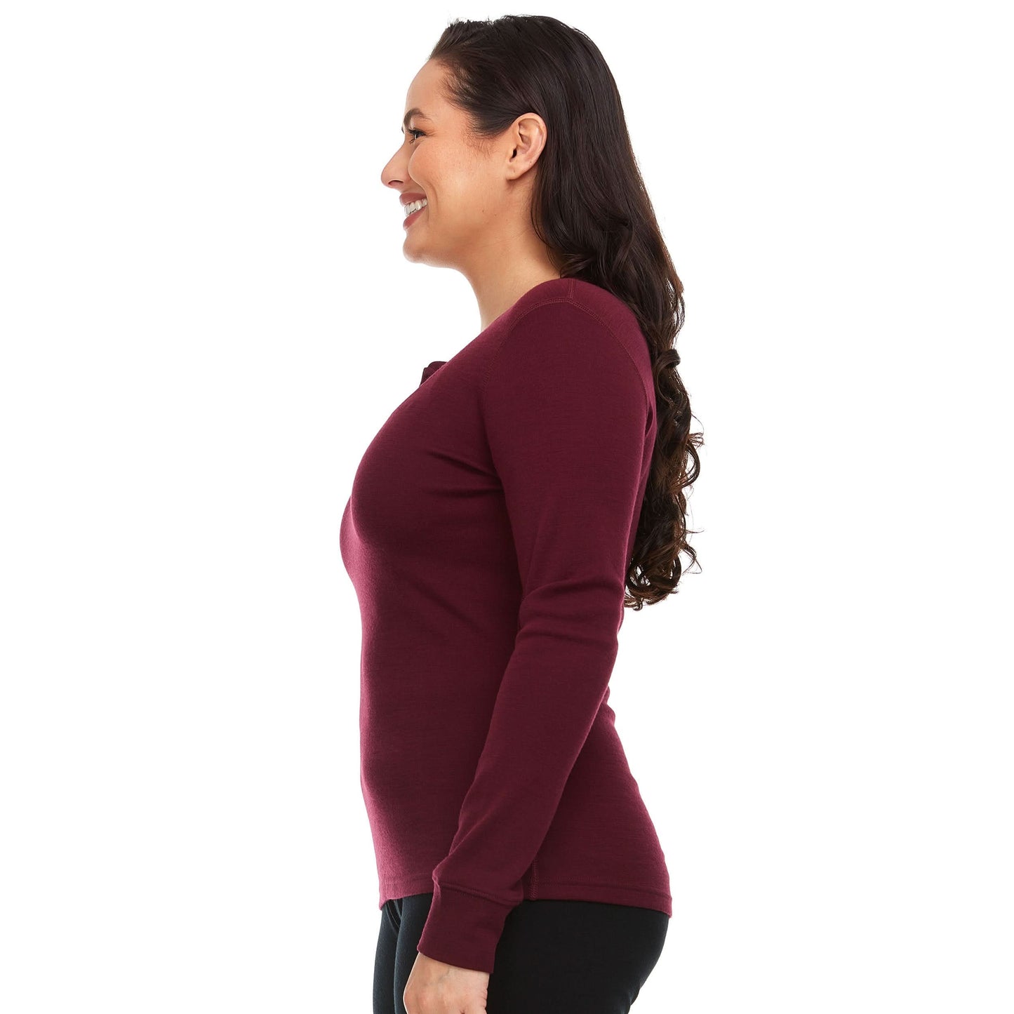 Midweight - Women's Long Sleeve Henley 100% Merino Wool - My Men's Shop