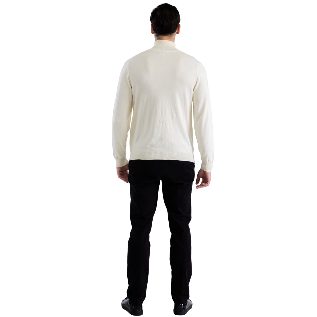 Mens Off-white Pullover Turtleneck Sweater