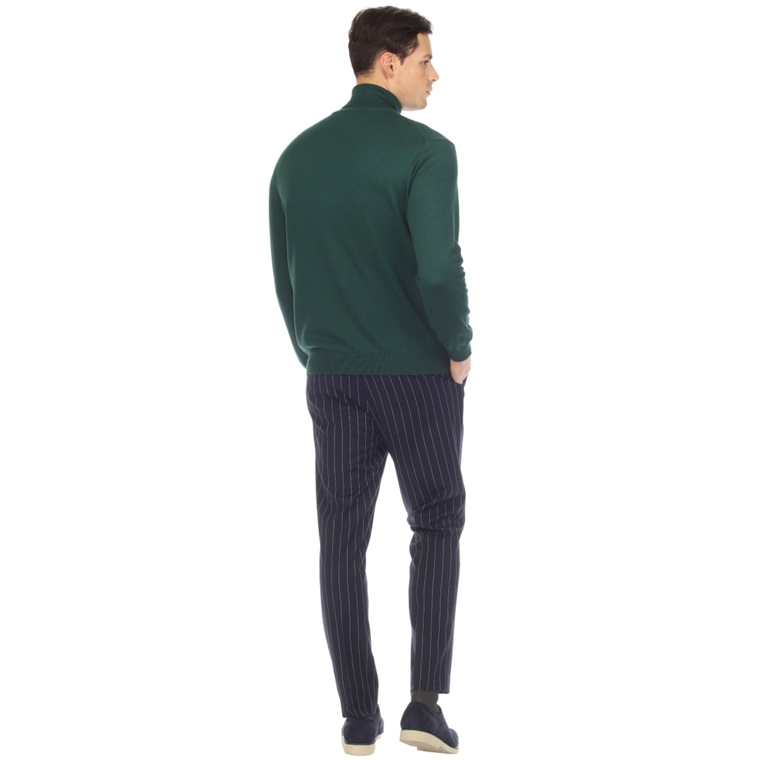 Mens Hunter Green Pullover Turtleneck Sweater
