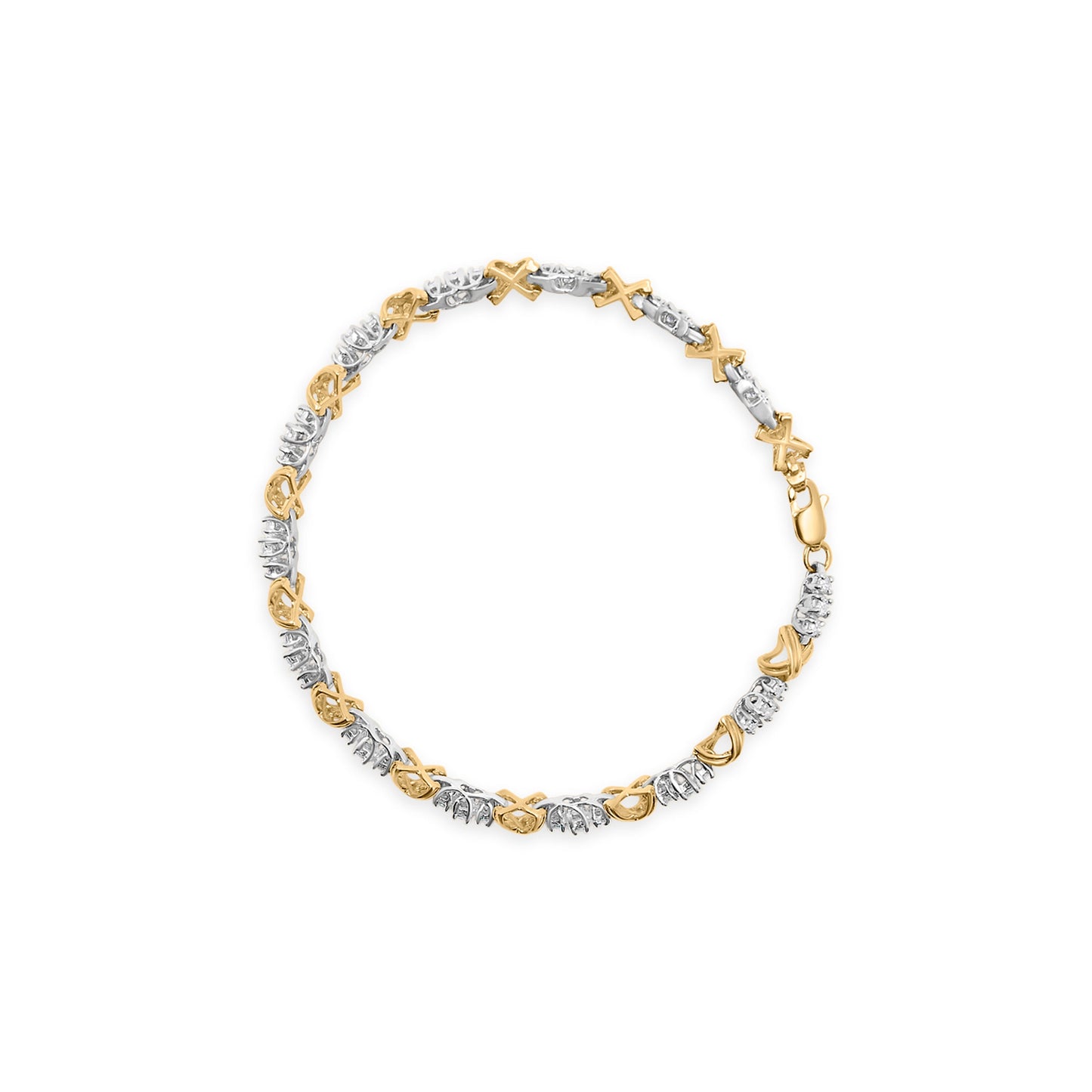 Pulsera de eslabones tipo X de oro bicolor de 10 qt con 1,00 Cttw de diamantes