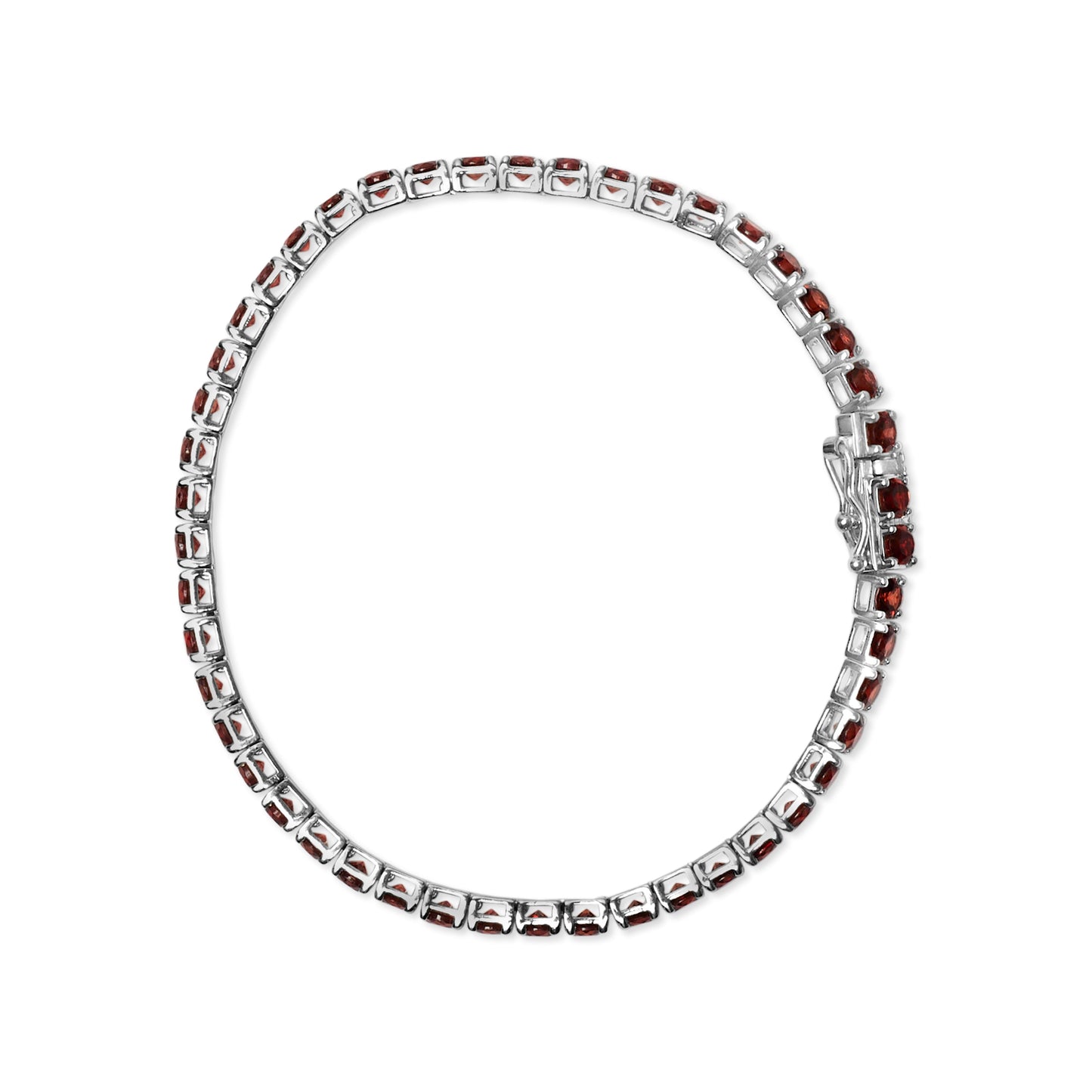 Pulsera de tenis de granate naranja creada de plata de ley .925 de 10.0 Cttw - 7.25"