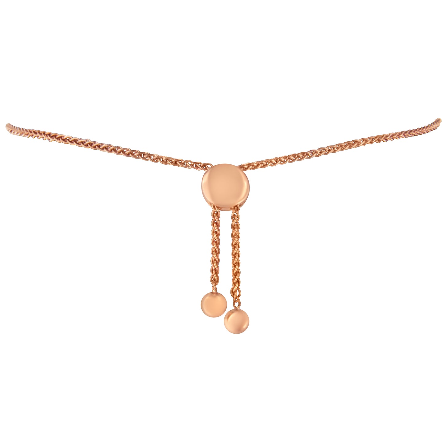 Pulsera ajustable tipo bolo con eslabones de corazón y diamantes redondos de 1/10 Cttw de oro rosa de 10K sobre plata de ley .925 (color H-I, claridad I2-I3) - 6"-9" ajustable
