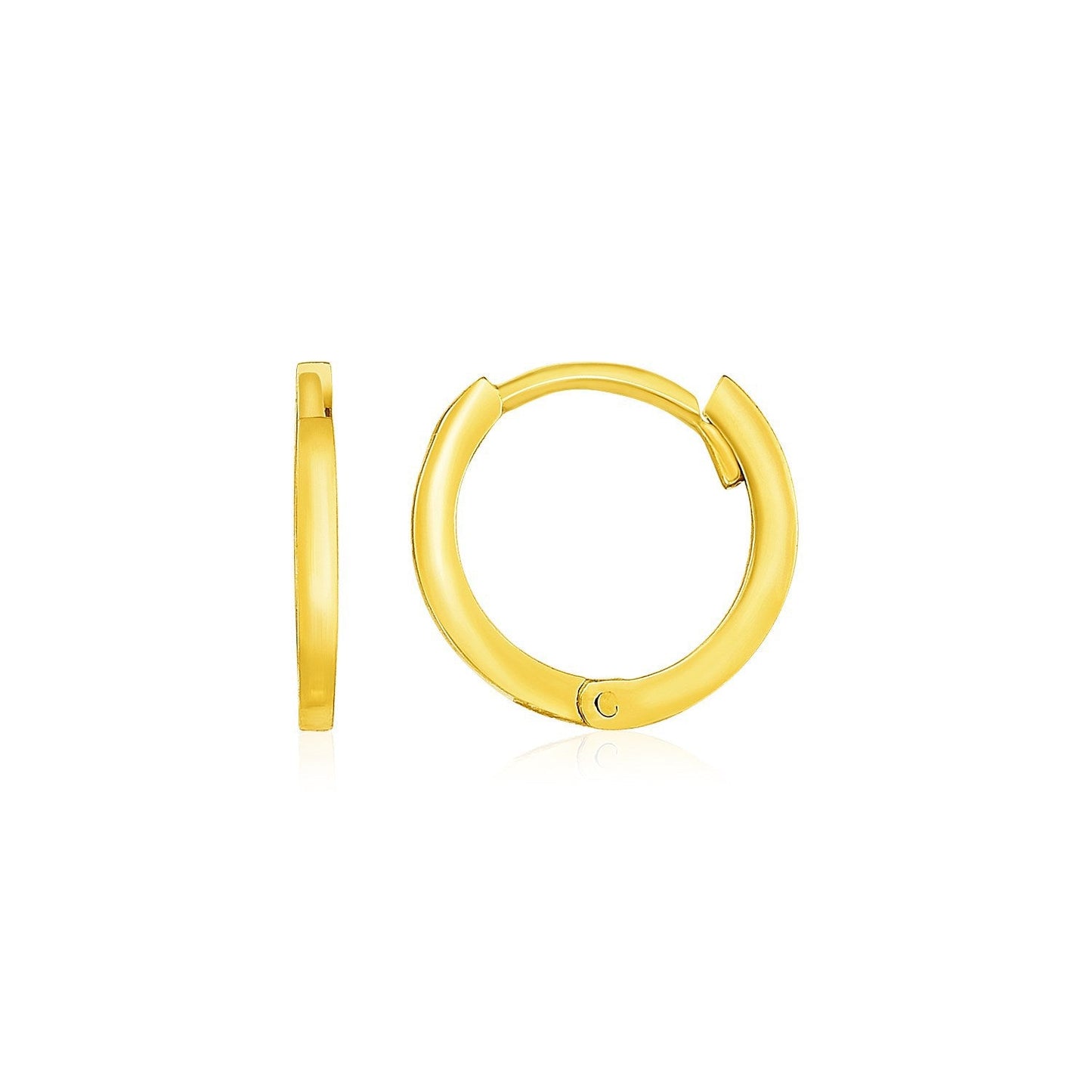 Pendientes de aro redondos pulidos pequeños de oro amarillo de 14k