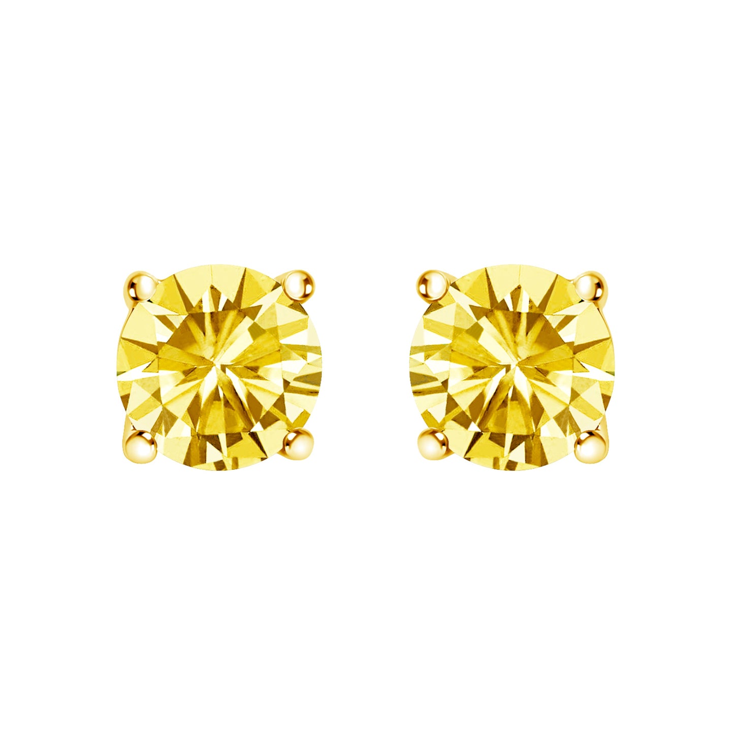 Pendientes solitario de oro blanco de 14 quilates con diamantes amarillos creados en laboratorio de 1,0 quilates (color amarillo, claridad VS2-SI1)