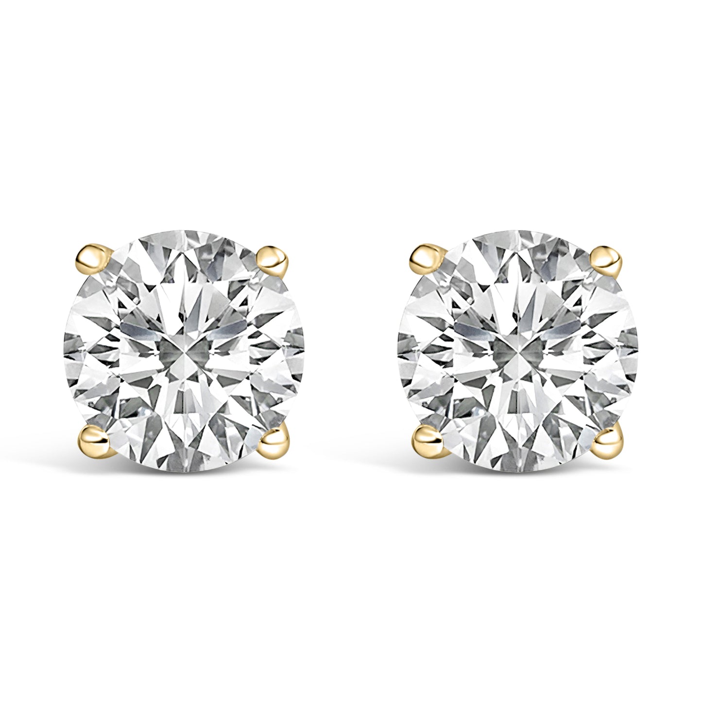 Pendientes de botón solitario de oro blanco de 14 quilates con diamantes redondos cultivados en laboratorio de 4,0 quilates con cierre de rosca