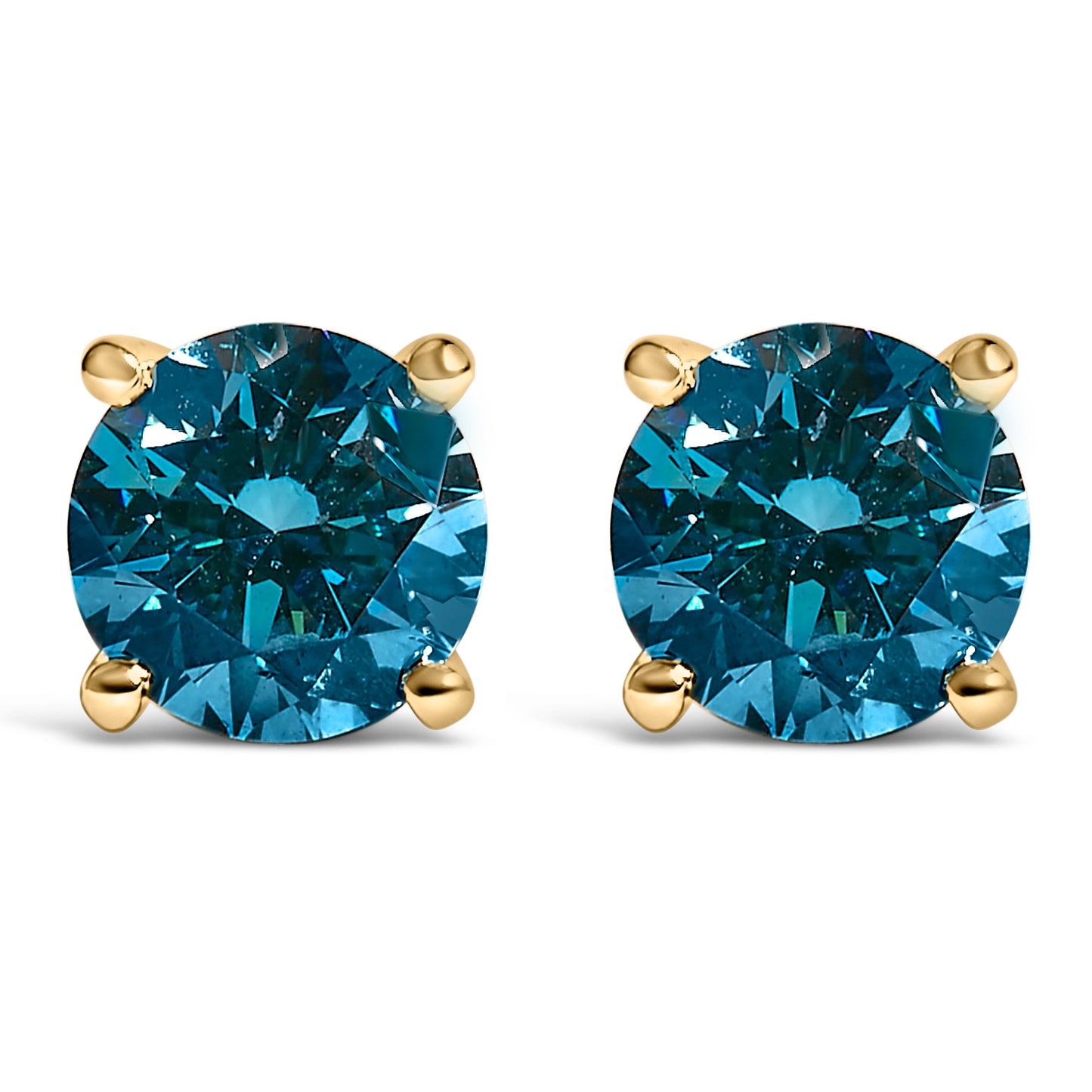 Aretes de oro blanco de 14 quilates con diamantes azules cultivados en laboratorio de 1,00 quilates con cierre de rosca
