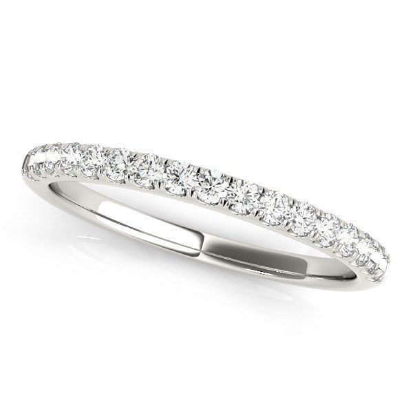 Anillo de boda con diamantes de oro blanco de 14k y engaste festoneado (1/3 cttw)