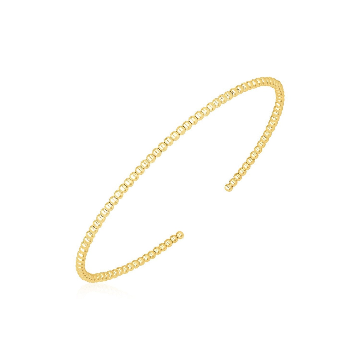 Brazalete esclava de oro amarillo de 14k pulido de bolitas (2mm)