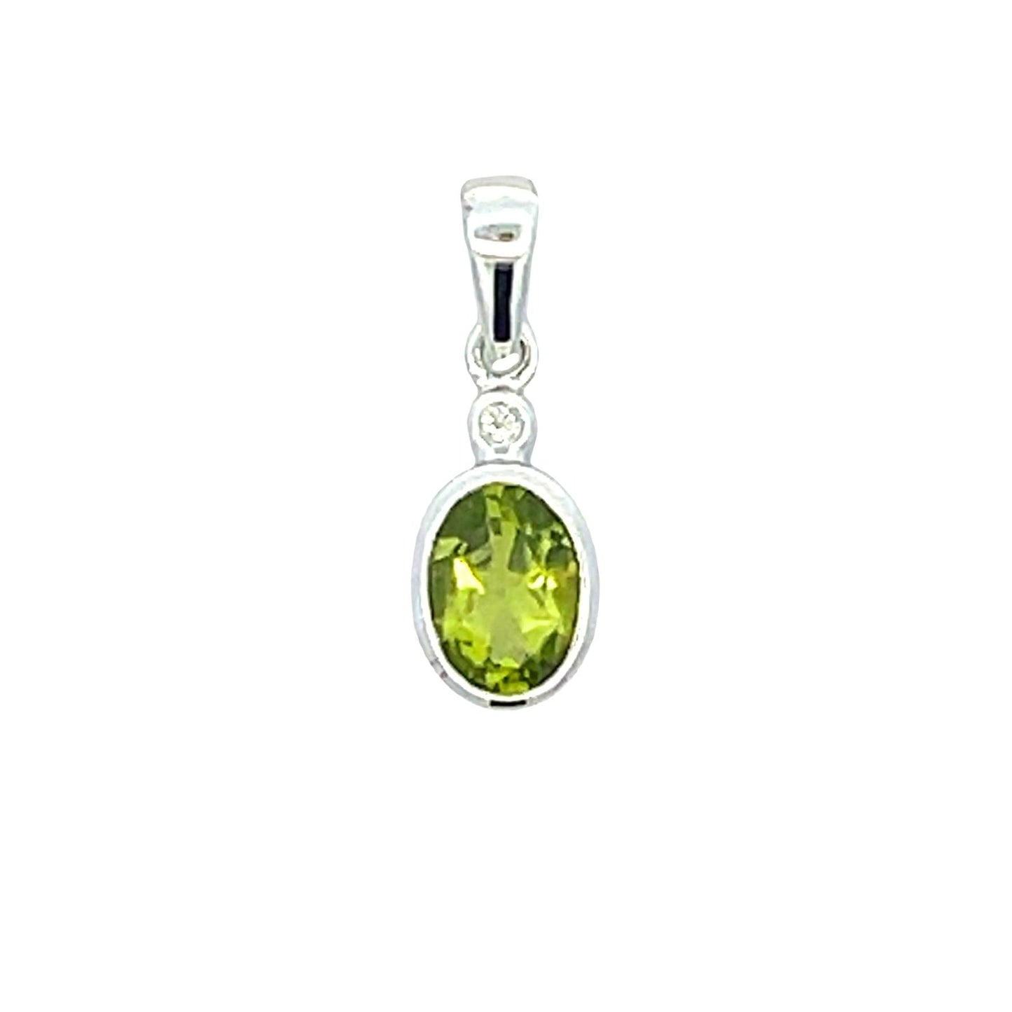 Colgantes de moda de peridoto y diamante de 0,50 ct de oro blanco de 10 kt