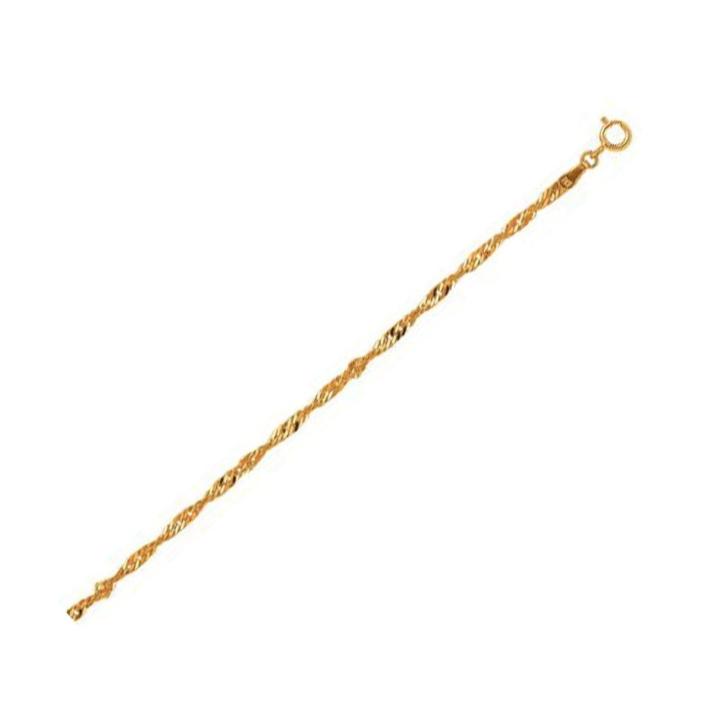 Tobillera de oro amarillo de 10k Singapur de 2.2mm