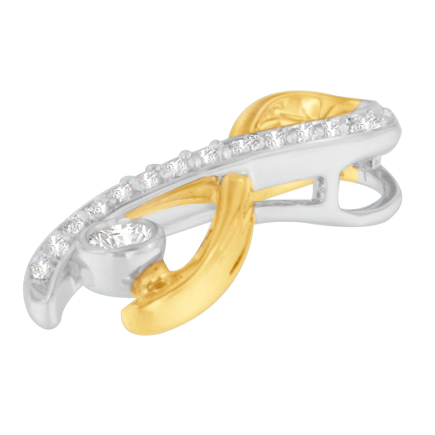 Collar con colgante de cinta radiante de diamante de 1/5 cttw de oro de dos tonos de 10K (H-I, I1-I2)