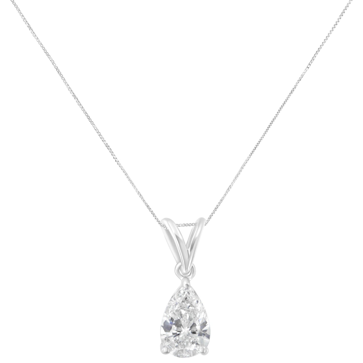 Collar con colgante de pera de diamante (I-J, I1) de 10K en oro blanco de 1/2 quilate con certificación IGI