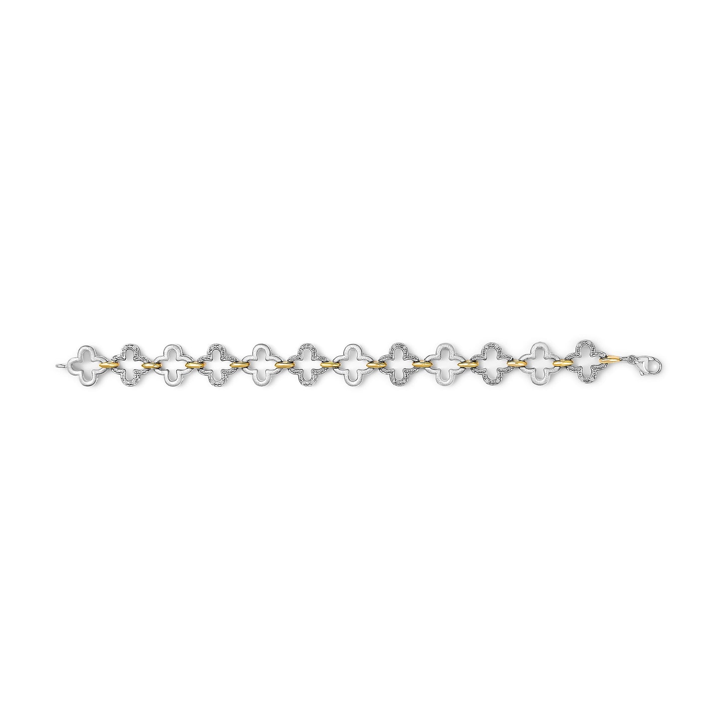 Pulsera de tenis de moda de plata de ley de dos tonos .925 con diamantes redondos naturales de 1/10 Cttw (Color I-J, Claridad I1-I2) - 7"