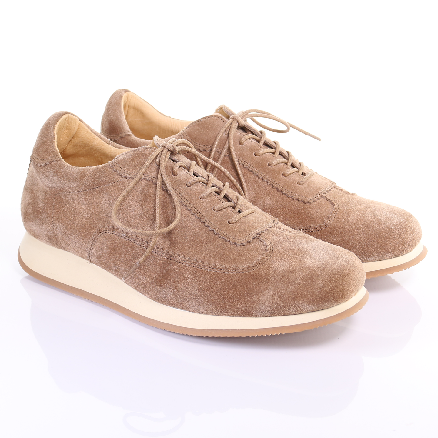 Men's Style Lace Up Suede Leather Casual Shoes (Beige) - My Men's Shop