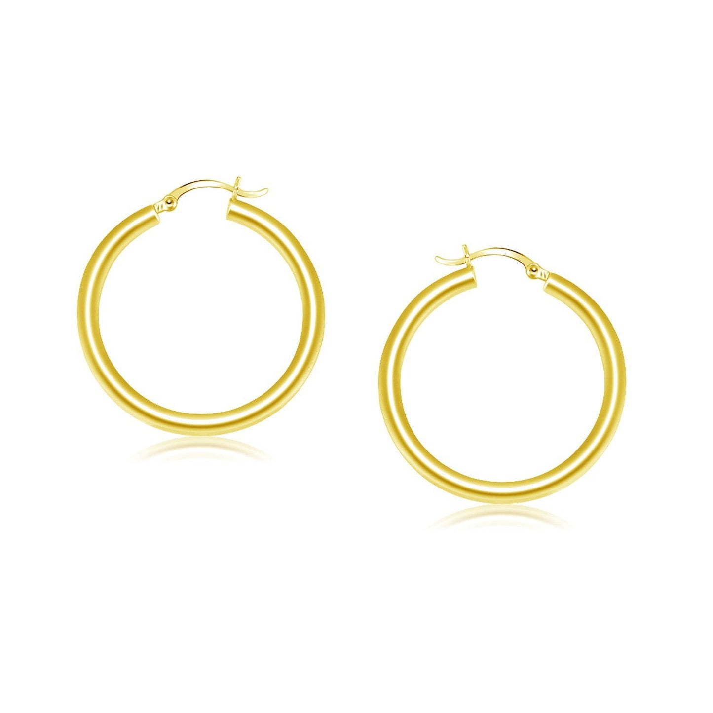 Pendientes de aro pulidos de oro amarillo de 14k (25 mm)