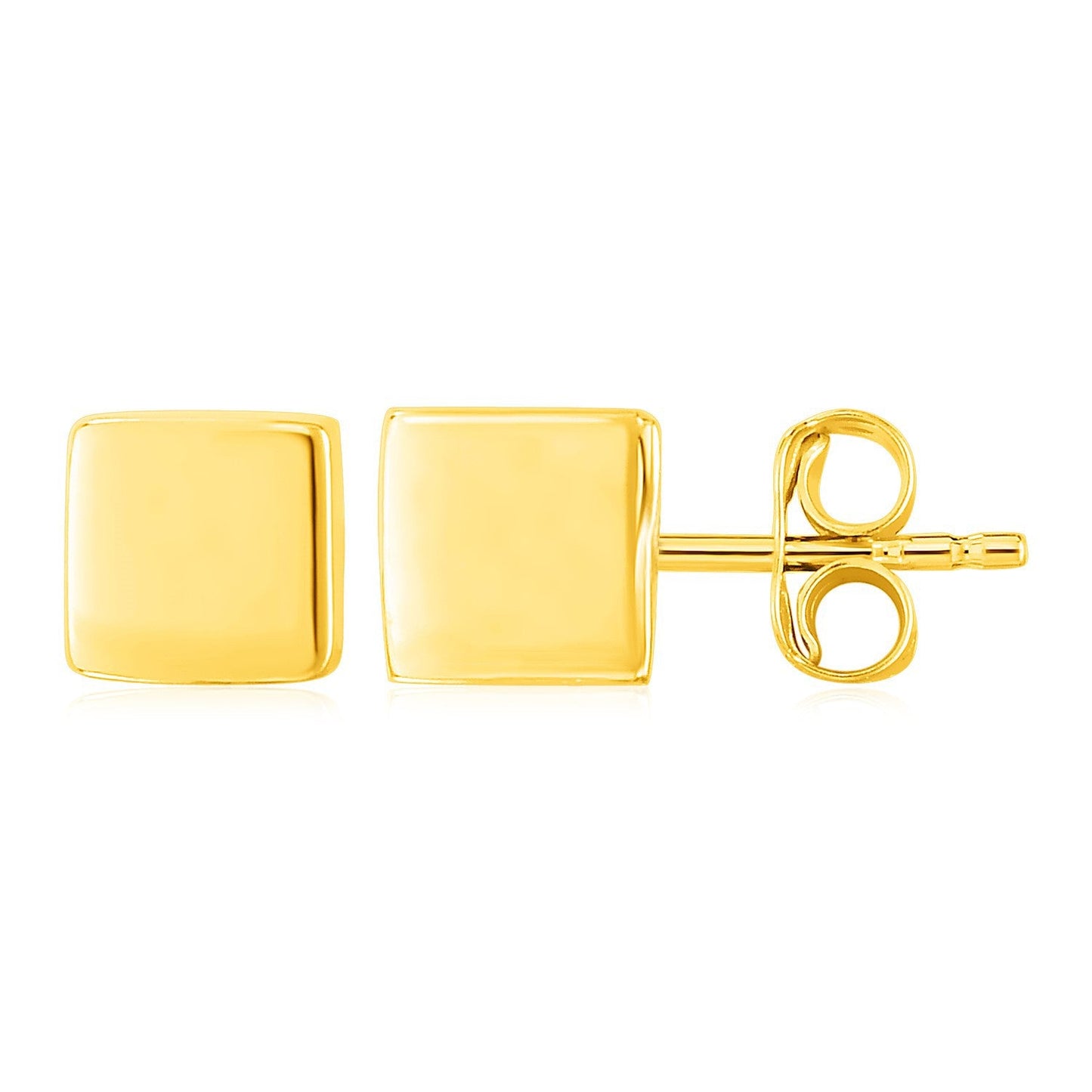 Pendientes de poste de cubo pulido de oro amarillo de 14k