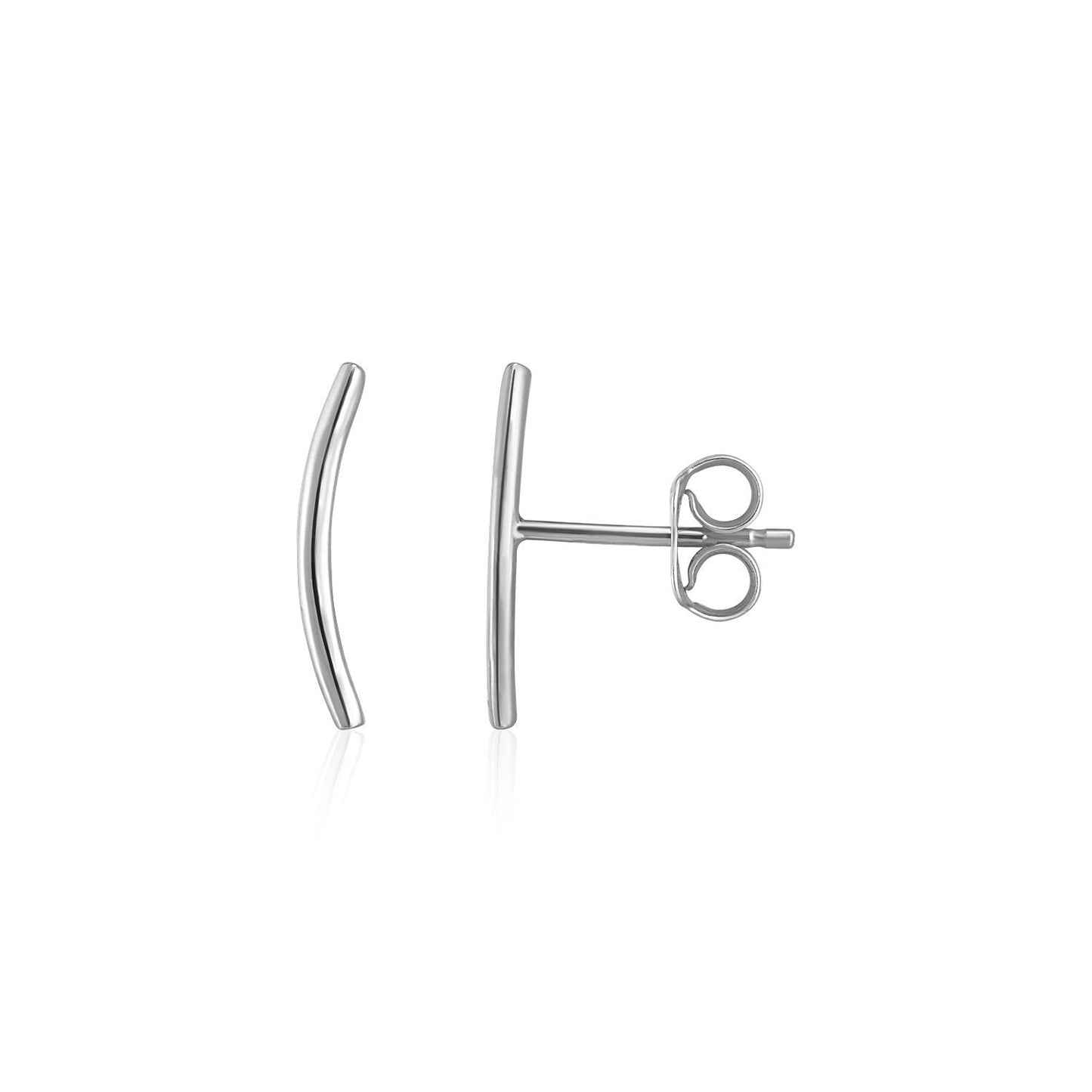 Pendientes trepadores curvos de oro blanco de 14k