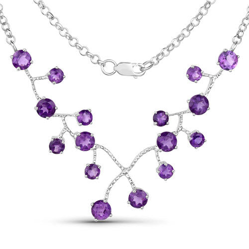 Collar de plata de ley .925 con amatista auténtica de 5.36 quilates
