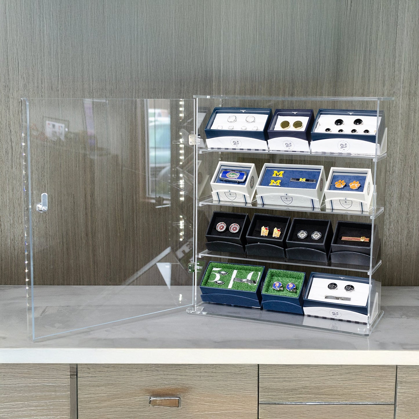 4 Shelf Acrylic Countertop Display Case with Security Cable