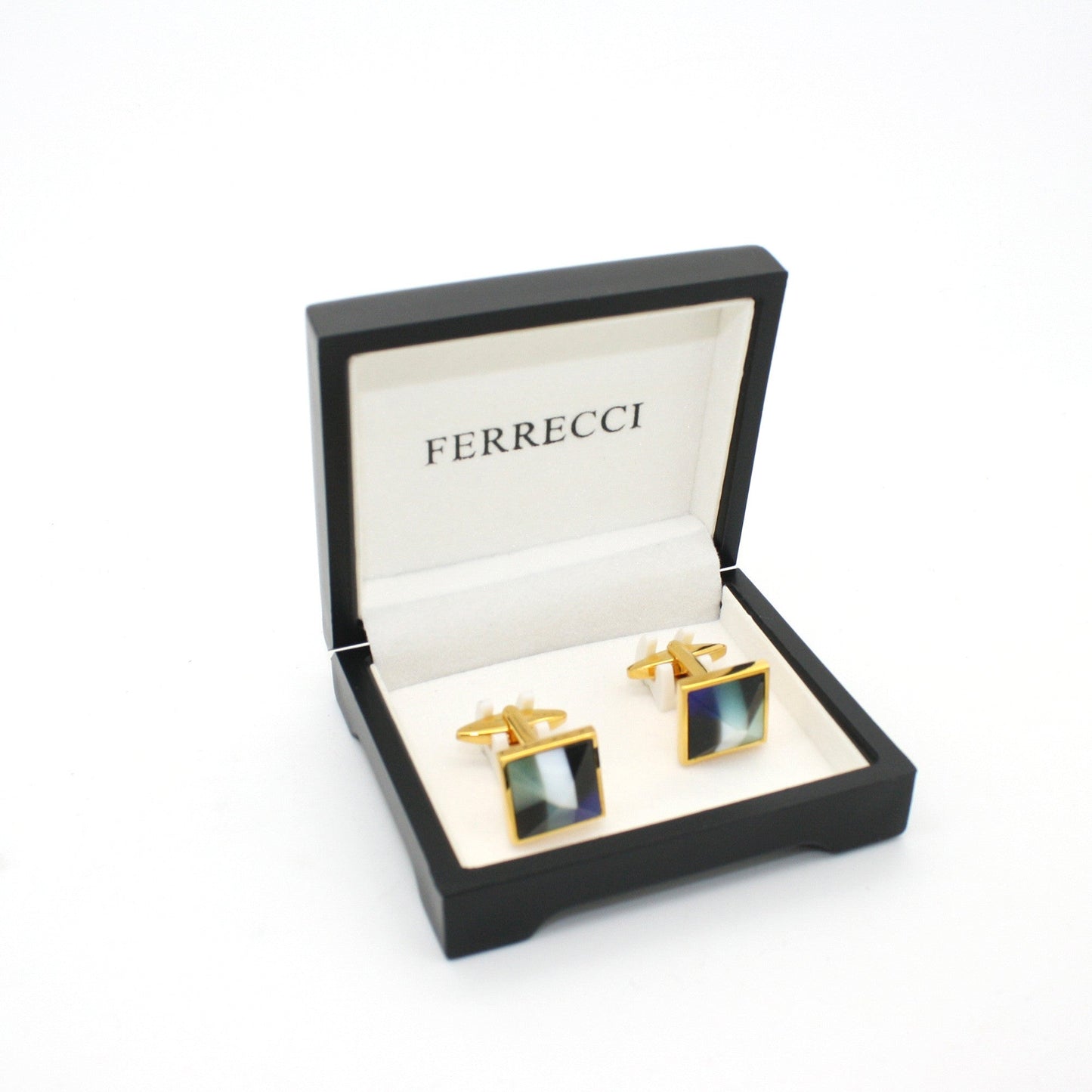 Goldtone Mix Stripe Cuff Links With Jewelry Box