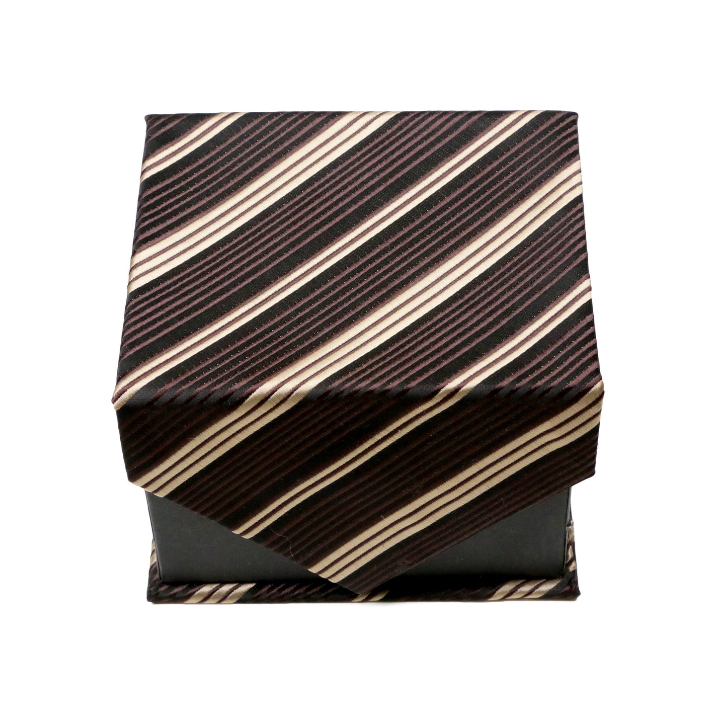 Men's Classic Brown-Tan Minimal Geometric Design 4-pc Necktie Box Set