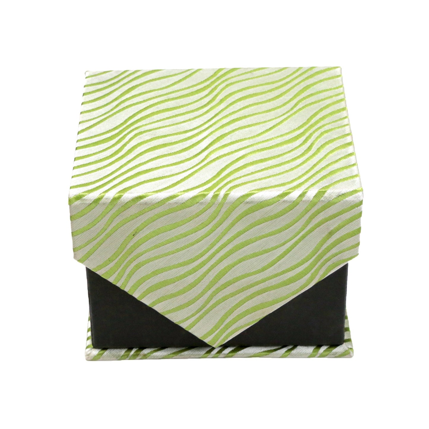 Men's Wavy Green Geometric Design 4-pc Necktie Box Set