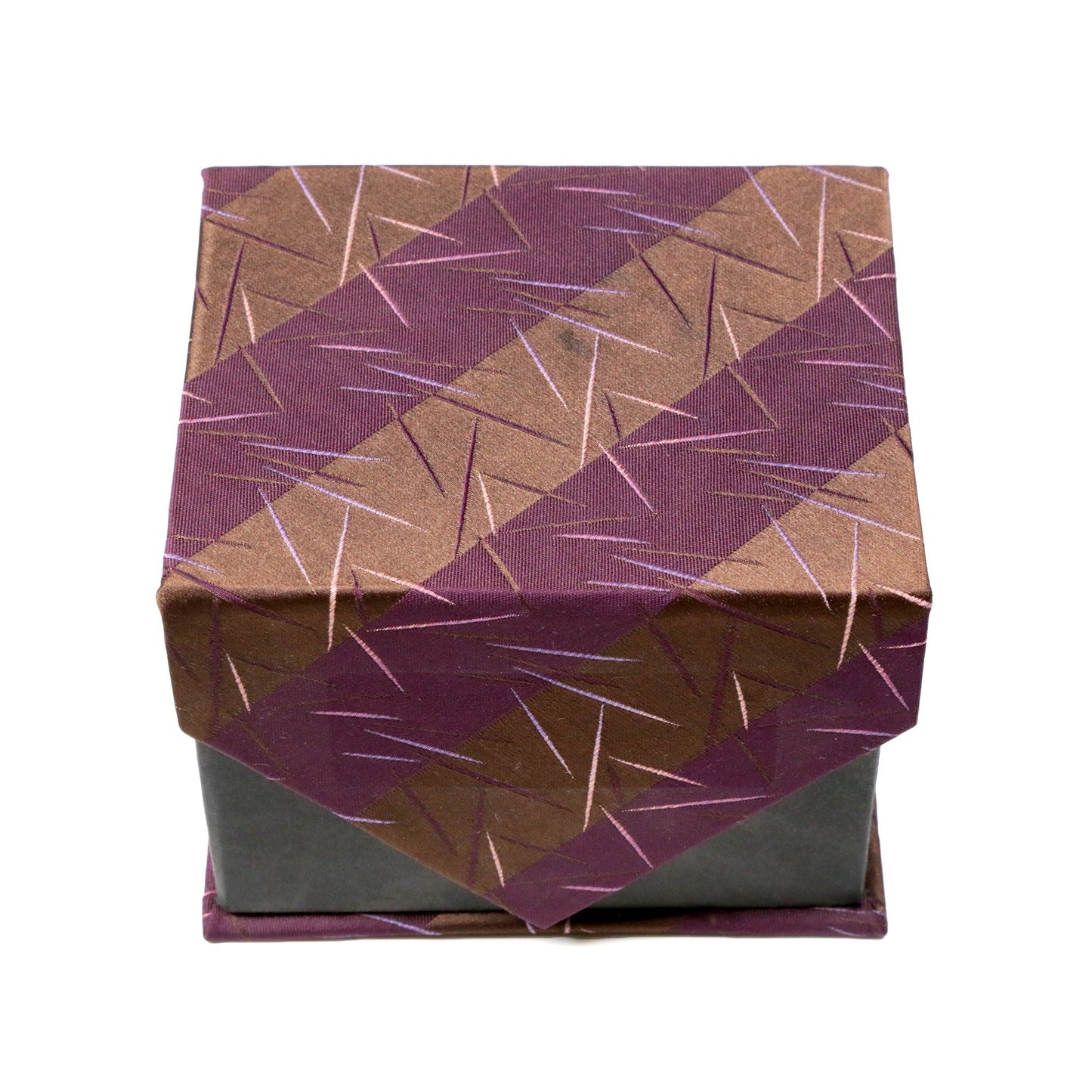 Men's Purple Brown Scattered Striped Design 4-pc Necktie Box Set