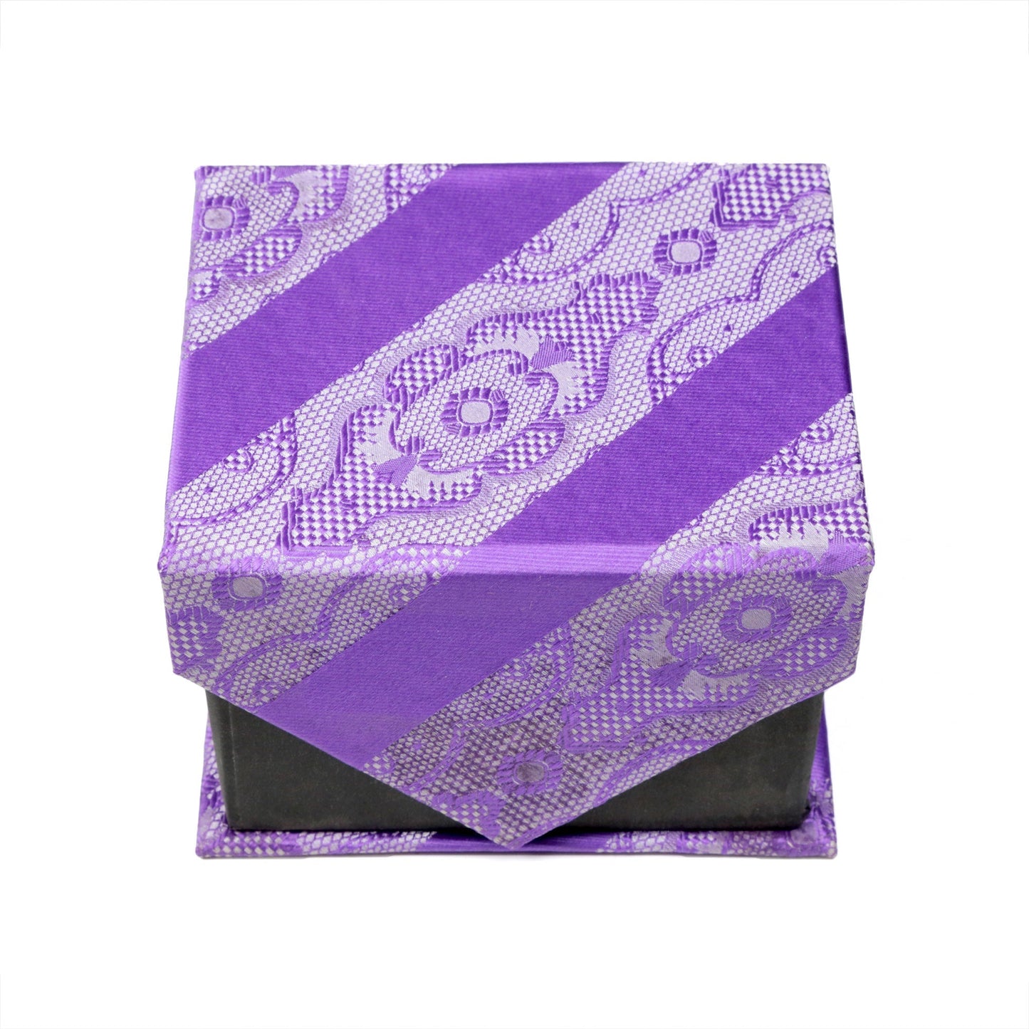Men's Purple Stripe & Lace Pattern Design 4-pc Necktie Box Set