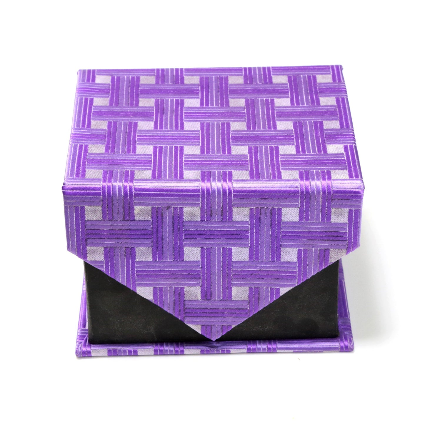 Men's Shiny Purple Cross Hatched Design 4-pc Necktie Box Set