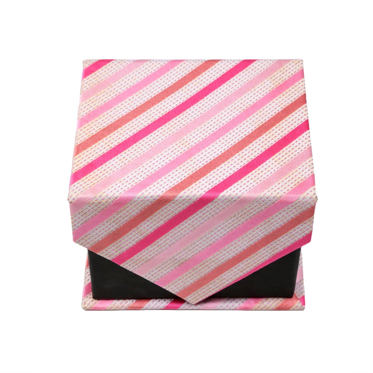 Men's Pink/White Striped Geometric Pattern Design 4-pc Necktie Box Set