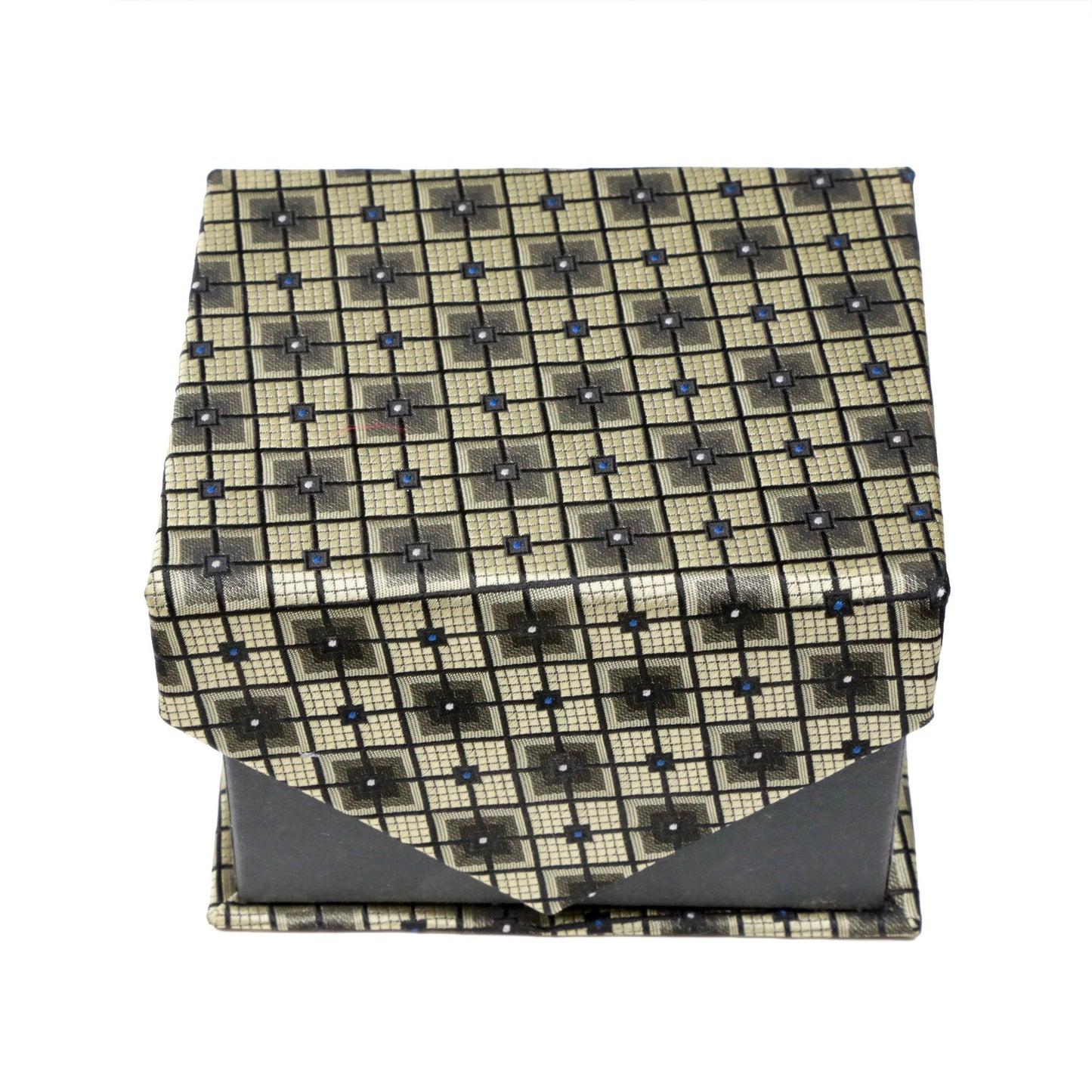 Men's Blue-Gold Layered Geometric Design 4-pc Necktie Box Set