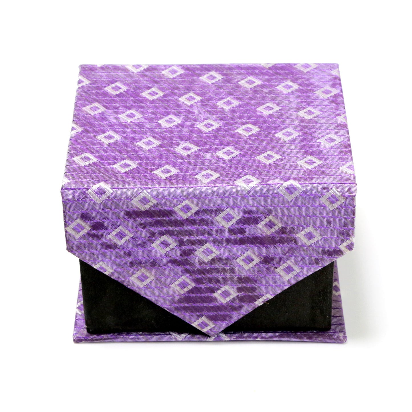 Men's Purple Squared-Striped Design 4-pc Necktie Box Set