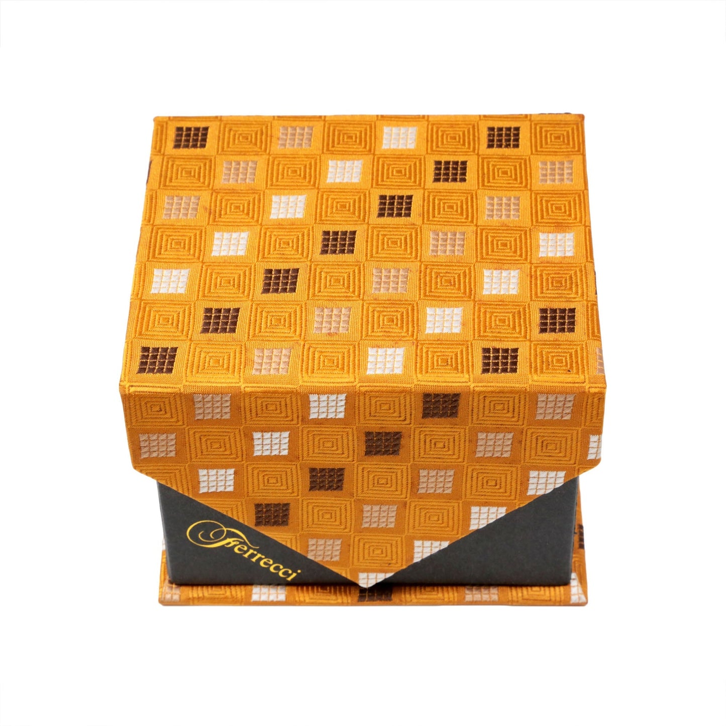 Men's Copper Boxed Geometric Pattern Design 4-pc Necktie Box Set